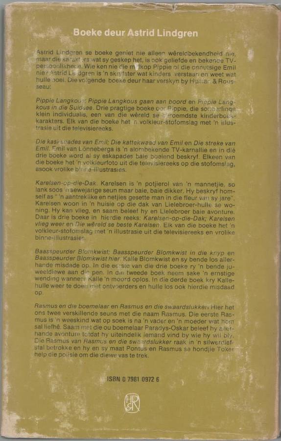 BAASSPEURDER BLOMKWIST IN DIE KNYP - ASTRID LINDGREN (1 STE AFRIKAANSE UITGAWE 1979)