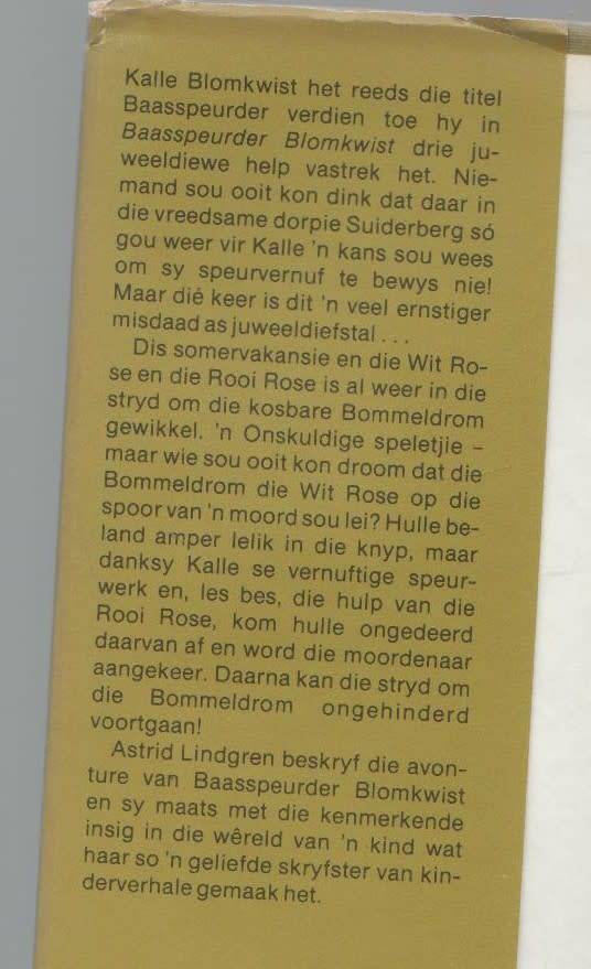 BAASSPEURDER BLOMKWIST IN DIE KNYP - ASTRID LINDGREN (1 STE AFRIKAANSE UITGAWE 1979)