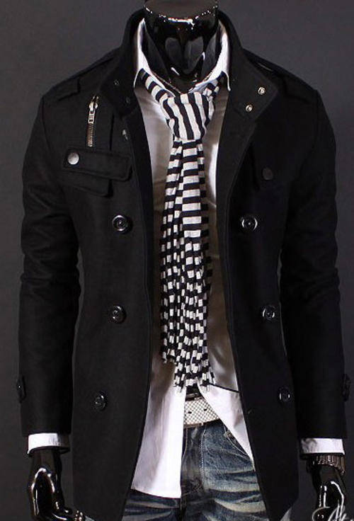 Designer Double Breasted Men's Formal Coat - Grey or Black