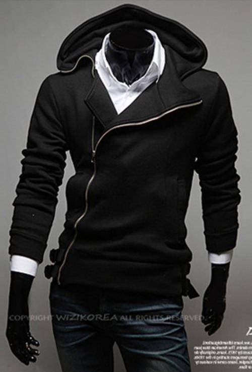 New Design Men's Smart Side Zip Sweater - Black/Grey