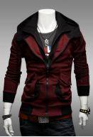 New Design Men's Urban Double Collar Sweater - Red/Grey