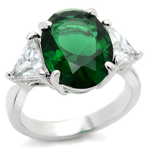 Beautiful & Daring 2/3 Stone Emerald CZ Ring - Size 9