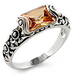 Champagne CZ - Ring Size 8 (Q) - Antique Style