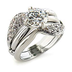 Clear CZ Wedding Ring Set - Size 8
