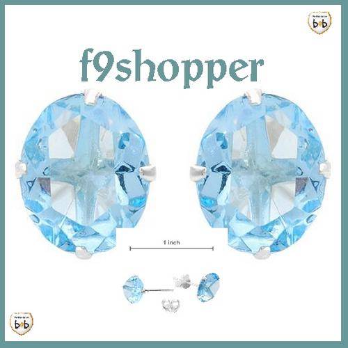 Sterling Silver Studs with Light Blue CZ Stone
