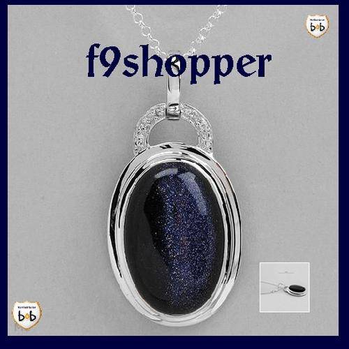 Sterling Silver Neklace & Midnight Blue Pendant
