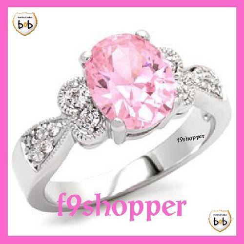 Pink Oval CZ Ring - Size 9 (S)