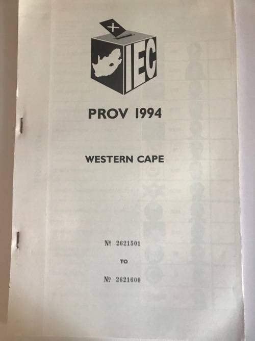 1994 Election Ballot WC complete book with 100 Ballots(Separate IFP stickers included)