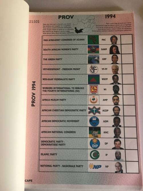 1994 Election Ballot WC complete book with 100 Ballots(Separate IFP stickers included)