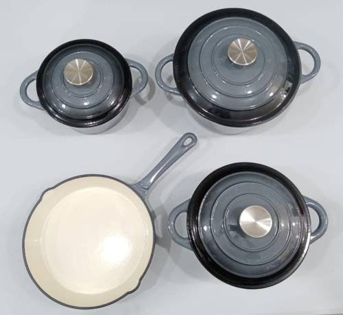 7 Piece Cast Iron Pot Set and 12 Piece Silicone Utensil Set