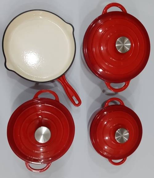 7 Piece Cast Iron Pot Set and 12 Piece Silicone Utensil Set
