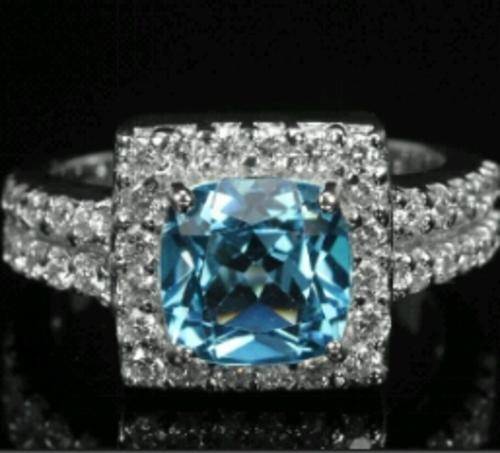Natural AAA Swiss Blue Topaz Ring size 7