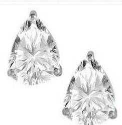 GENUINE 1.10 CT WHITE TOPAZ PLATINUM OVER 0,925 SILVER EARINGS