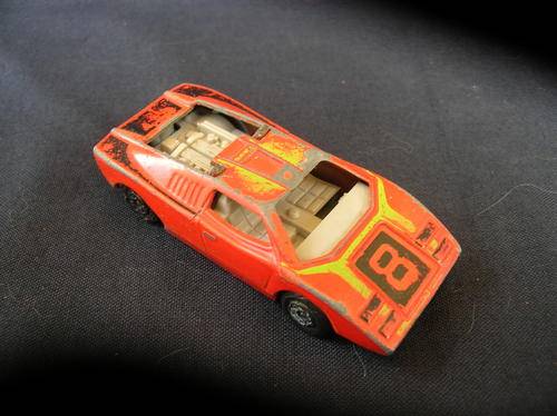 Matchbox "Lamborghini Countach" # 27. 1973, condition fair, boot lid broken off see pics for detail
