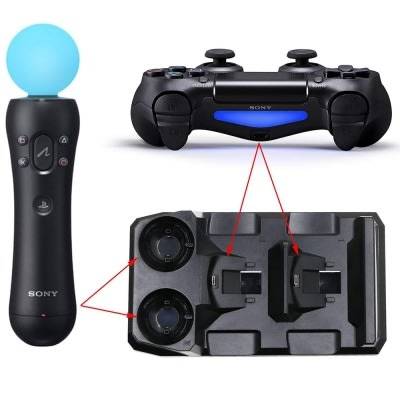 4 in1 Controller Charger Dock Station Stand For Playstation PS4 PSVR VR Move