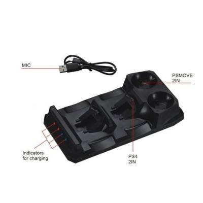 4 in1 Controller Charger Dock Station Stand For Playstation PS4 PSVR VR Move