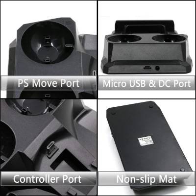 4 in1 Controller Charger Dock Station Stand For Playstation PS4 PSVR VR Move