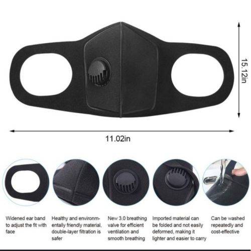 6 PACK NANOMATERIAL  WASHABLE FACE  WITH  DUAL RESPIRATOR VALVE