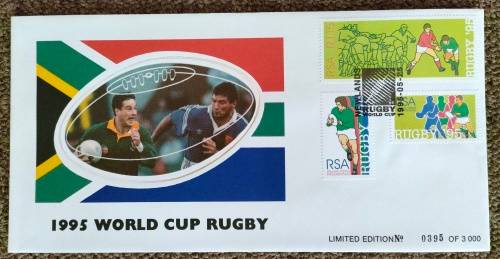 South Africa 1995 Rugby World Cup Limited Edition Silk First Day Cover