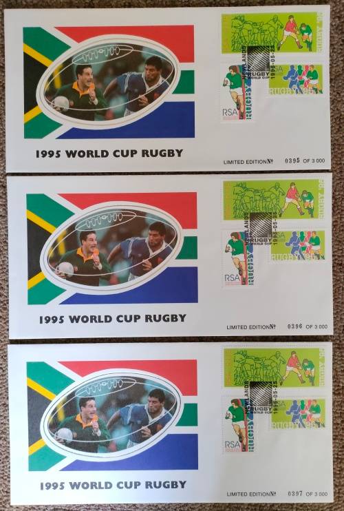 South Africa 1995 Rugby World Cup Limited Edition Silk First Day Cover