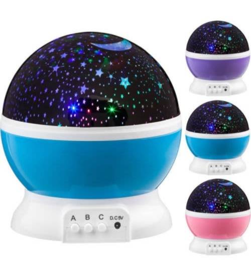 LED Rotating Projector Starry Night Light Moon Star Sky Cosmos Kids Room Lamp