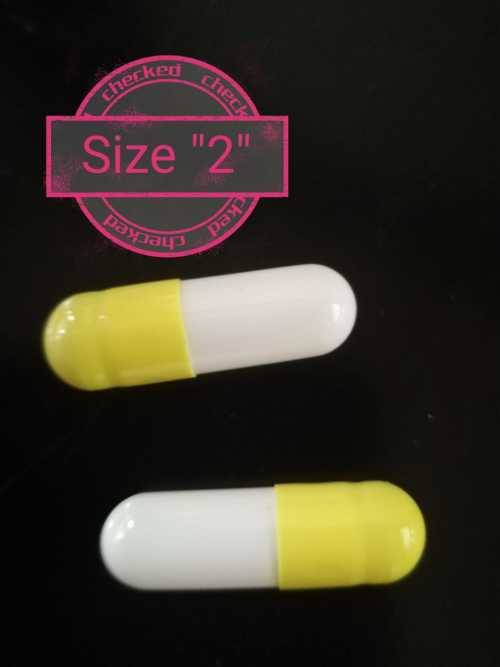 CAPSUGEL Size "2" WHITE & YELLOW Empty Capsules Gelatin1000 Kosher & HALAL Certified