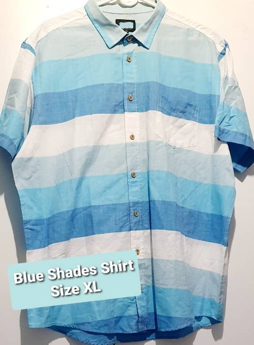 Mens Blue Striped Shirt XL