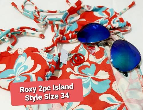 SWIMWEAR Roxy Island Style  2pc Bikini Set and Accessories (Size 34)