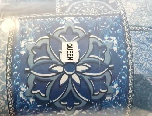 Blue Printed Comforter Set (Queen)