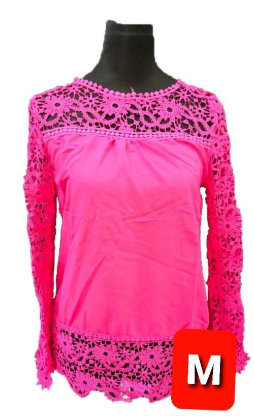 Pink Lace Long Sleeve Top Size (M)