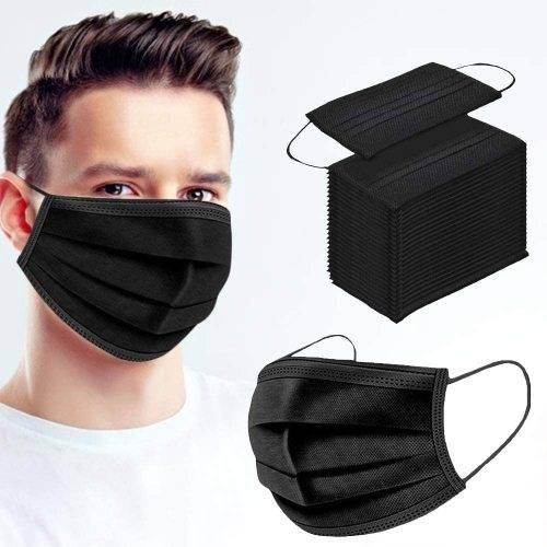 CARAMEL   -  3 PLY JET BLACK MASK DISPOSABLE MASKS