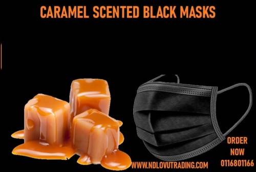 CARAMEL   -  3 PLY JET BLACK MASK DISPOSABLE MASKS