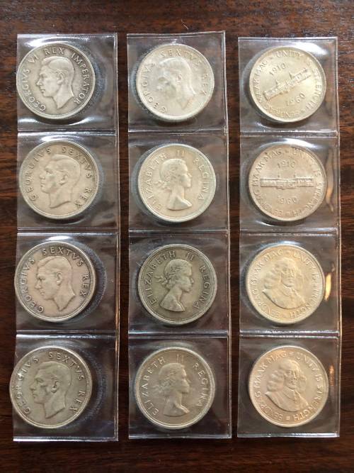 SA Crowns x 12 (10 x 5 shillings, 2 x 50c)