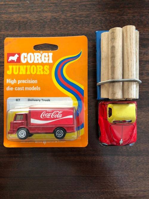 Vintage toy cars x 2 (Coca-Cola and Japan pressed metal)