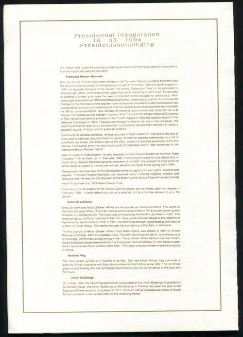 RARE !!!! Mandela VIP Inauguration FDC Folder Collection (Reserved for COINCOLLECTOR1966)