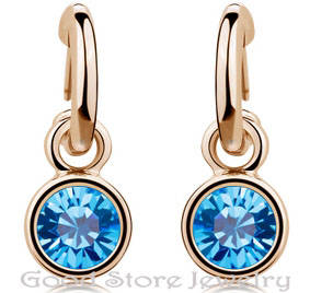 STRIKING BLUE TOPAZ SWAROVSKI EARRING IN 18K WHITE GOLD CLAD