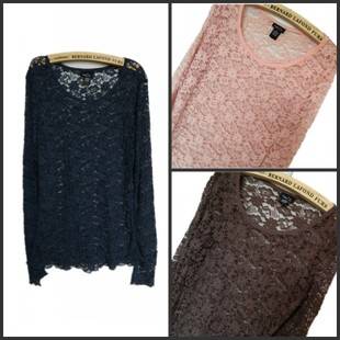 !!! last one in stock !!! SEXY HOLLOW LACE BLOUSE IN COFFEE COLOR