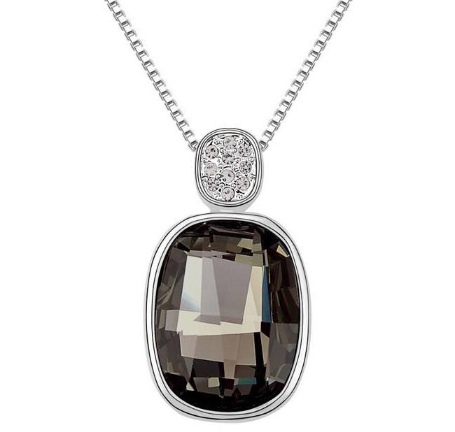 BEAUTIFUL DARK BROWN SWAROVSKI NECKLACE IN 18K WHITE GOLD CLAD