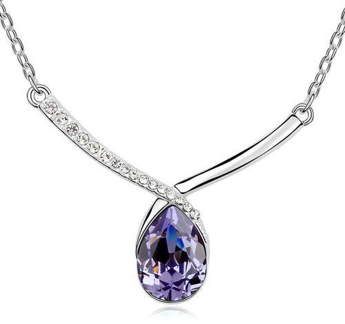 BEAUTIFUL AMETHYST SWAROVSKI NECKLACE IN 18K WHITE GOLD CLAD