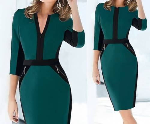 !!! free shipping !!! ELEGANT LONG SLEEVE DRESS IN THREE COLORS IN SIZE 32 TO 36