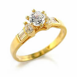 Wedding Band- Gold Plated Clear CZ Ring 1-Carat * Size 8
