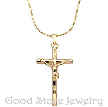 CROSS PENDANT IN 18K WHITE GOLD CLAD on chainin
