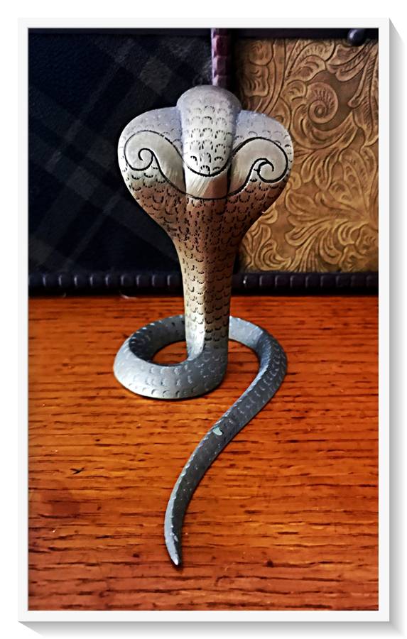 A Stunning Solid Brass Cobra Snake with Oriental Style Linework - Collectable Brass Creature*