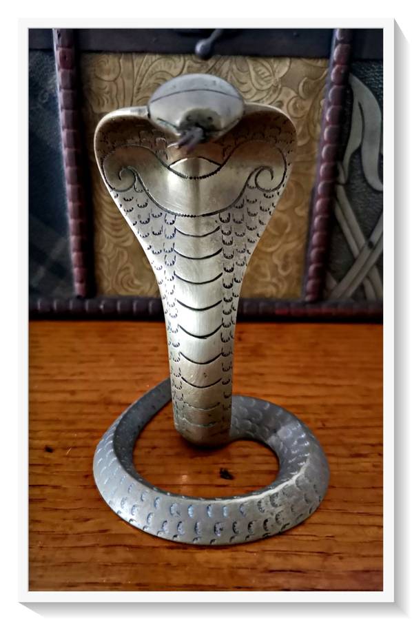 A Stunning Solid Brass Cobra Snake with Oriental Style Linework - Collectable Brass Creature*