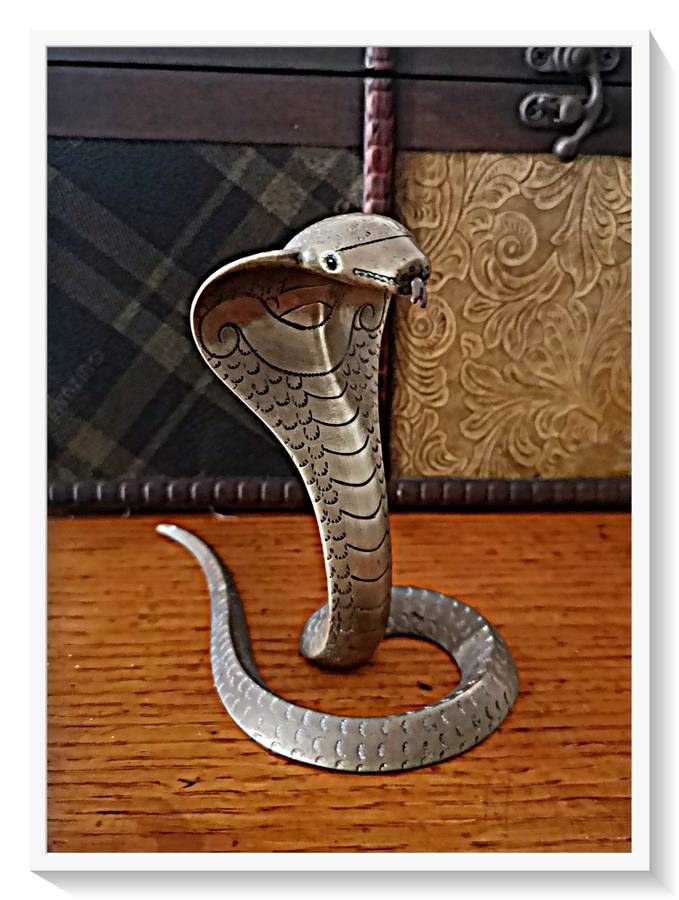 A Stunning Solid Brass Cobra Snake with Oriental Style Linework - Collectable Brass Creature*