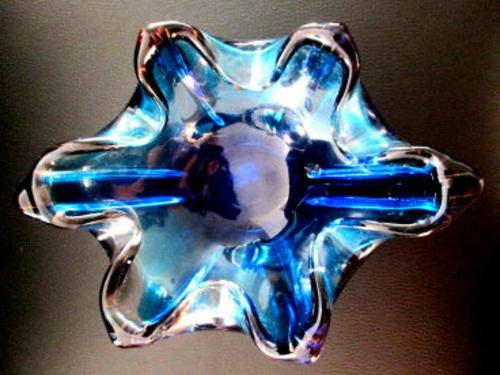 A Suryp-ish Dark Blue Organic Ashtray with Six Irregular Points - I Love this Sort of Kitch...