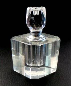 An Exquisite Clear-Cut Perfume Container with a Glass Rose as Stopper - At a Killer Price**