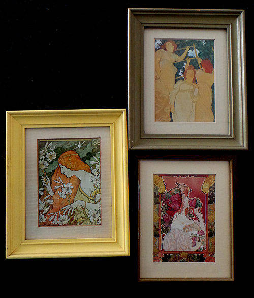 Decorative art - Mixed Frames with Pre-Raphaelite & Nouveau pictures Framed within- See composition*