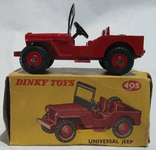DINKY TOYS #405 Universal Jeep 1966 Made in England Car BOXED RED RARE SPUN HUBS Vintage