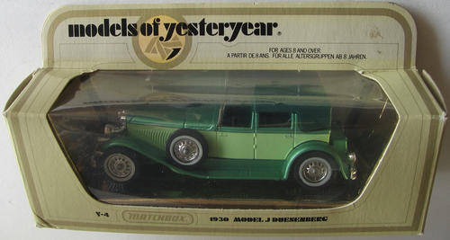 BOXED Matchbox Lesney Models Of Yesteryear Y-4 1930 Model J Duesenberg 1978 Made in England